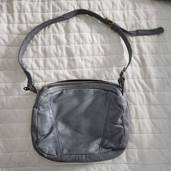 Guardian Gray Leather Crossbody Handbag - Picture 1 of 10